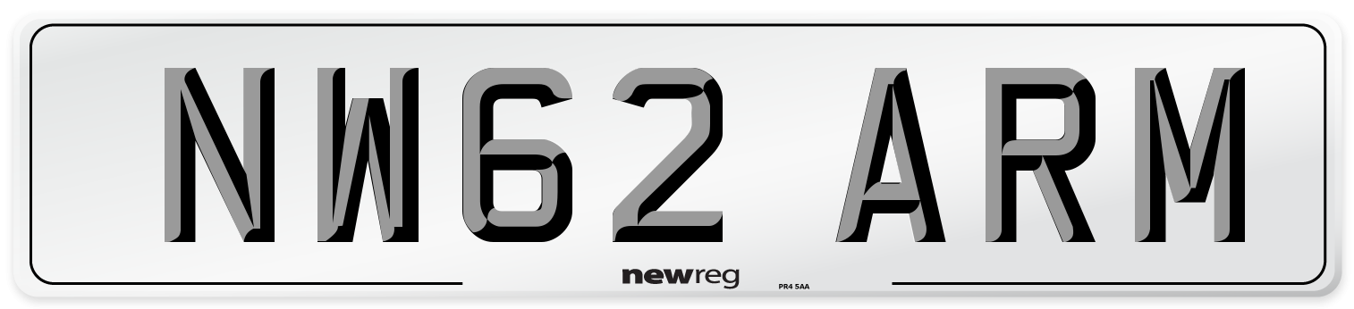 NW62 ARM Number Plate from New Reg